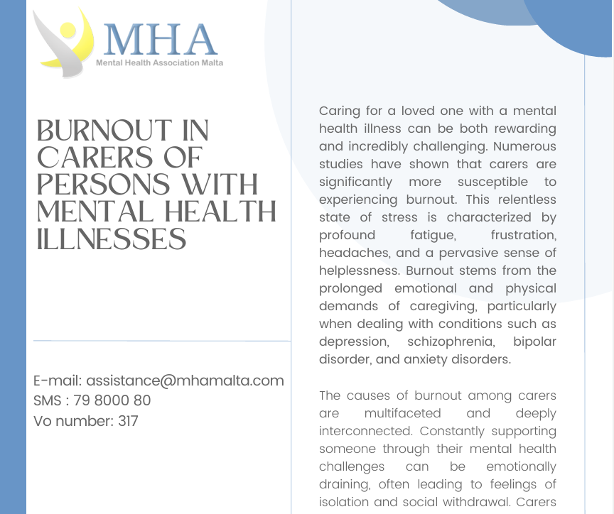 Burnout in Carers of Persons with Mental Health Illnesses