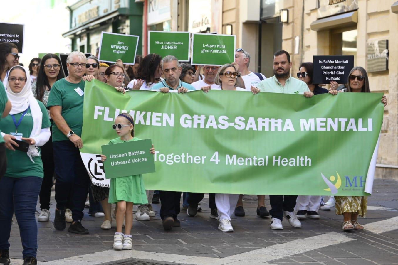 Symbolic walk through Valletta marks Mental Health Day