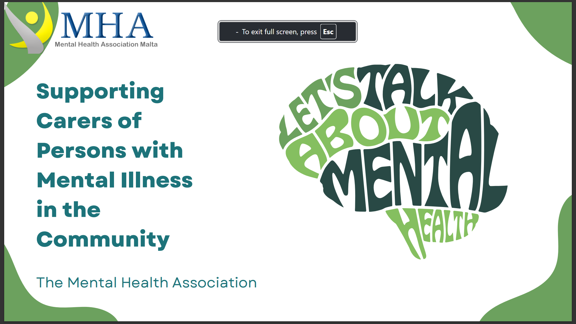 Presentation-Supporting Carers of Persons with Mental Health Illness in the Community